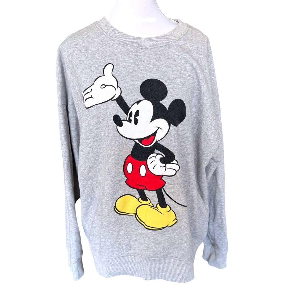 Disney x Bershka Mickey Mouse Sweatshirt Crewneck BSK_girl Gray Streetwear Large